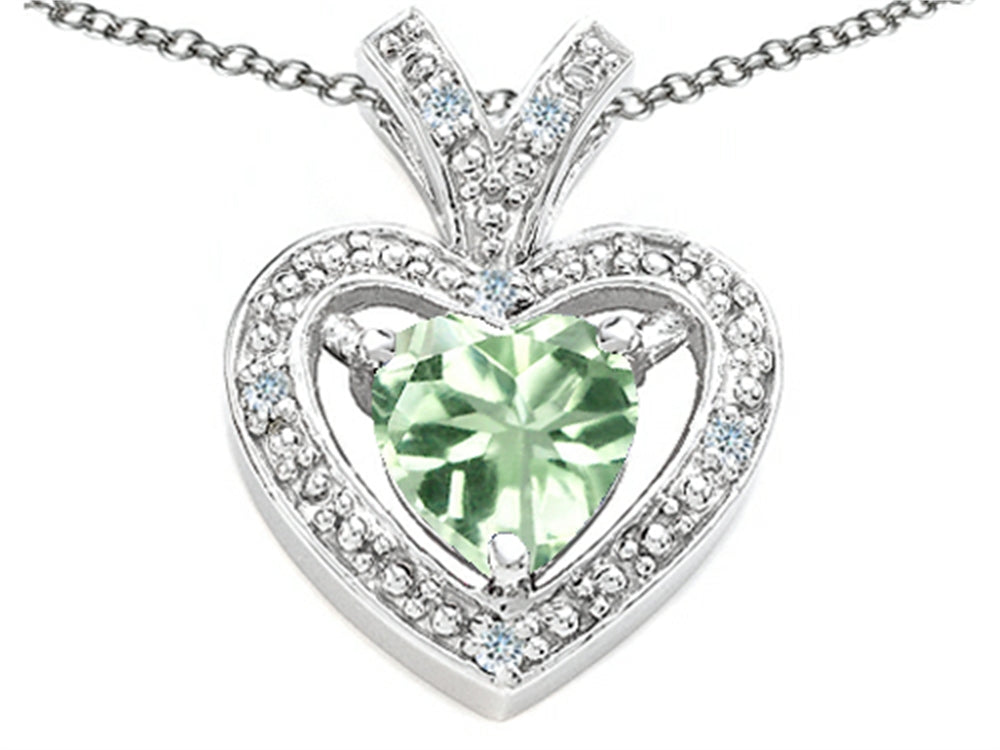 Tommaso Design Heart Shape 6 mm Green Amethyst Pendant Necklace