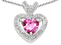 Tommaso Design Heart Shape 6 mm Created Pink Sapphire Pendant Necklace