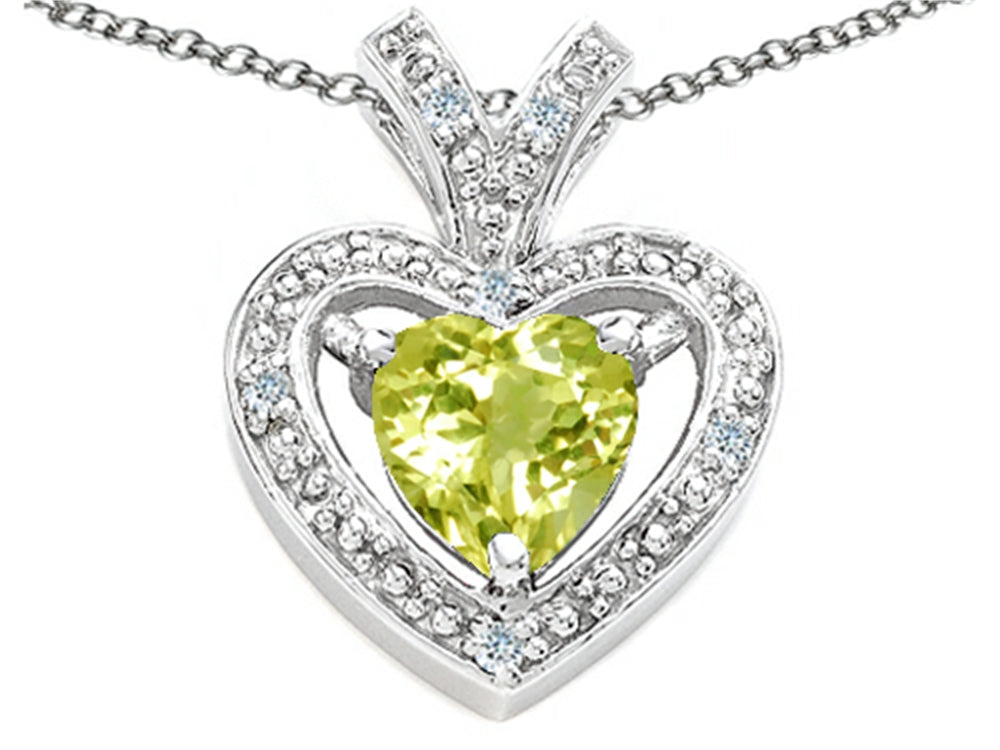 Tommaso Design Heart Shape 6 mm Genuine Lemon Quartz Pendant Necklace