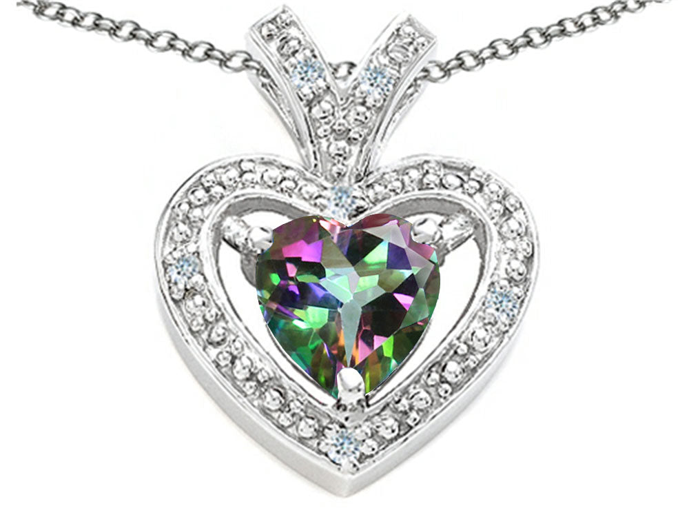 Tommaso Design Heart Shape 6 mm Mystic Rainbow Topaz Pendant Necklace