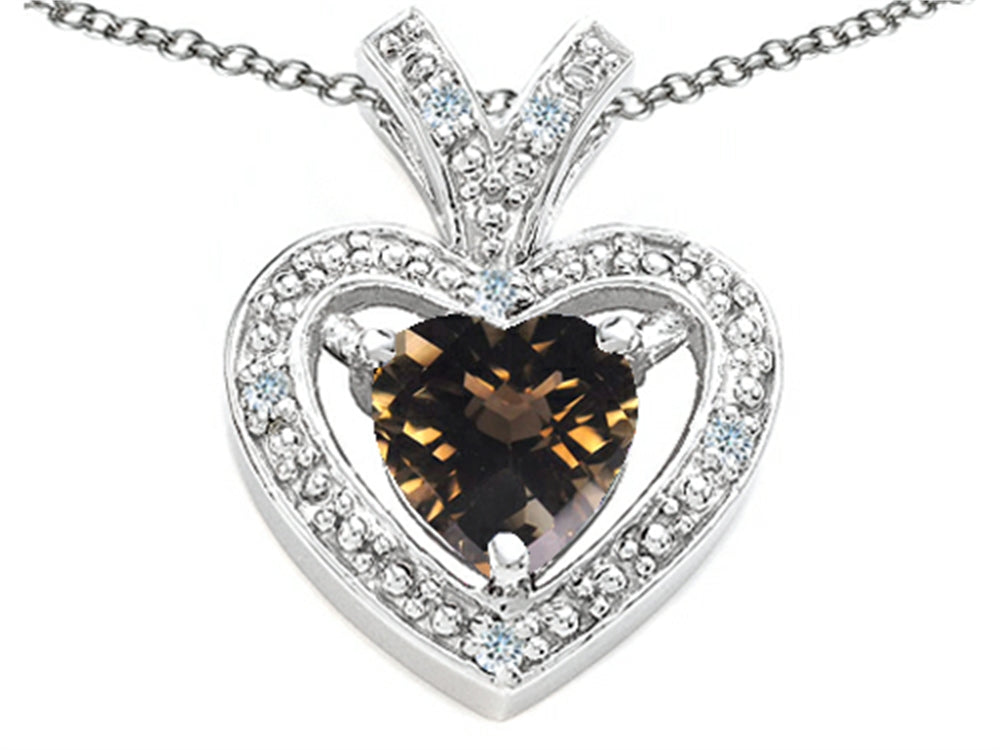 Tommaso Design Heart Shape 6 mm Genuine Smoky Quartz Pendant Necklace