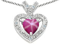 Tommaso Design Heart Shape 6 mm Created Star Ruby Pendant Necklace