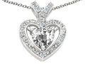 Tommaso Design Heart Shape 6 mm Genuine White Topaz Pendant Necklace