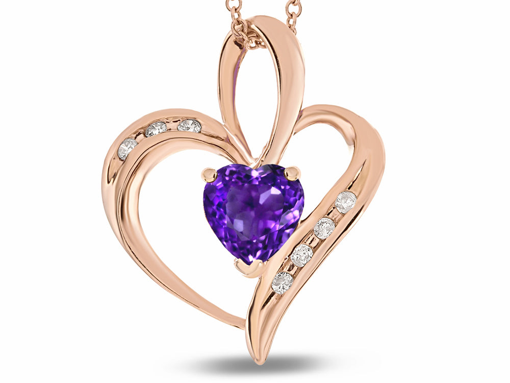 Star K™ Heart Shape 6mm Genuine Amethyst Pendant Necklace