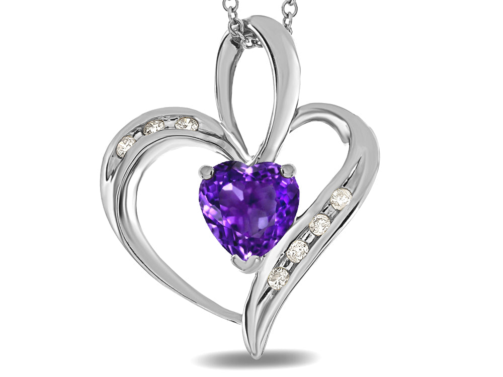 Star K Heart Shape 6mm Genuine Amethyst Pendant Necklace