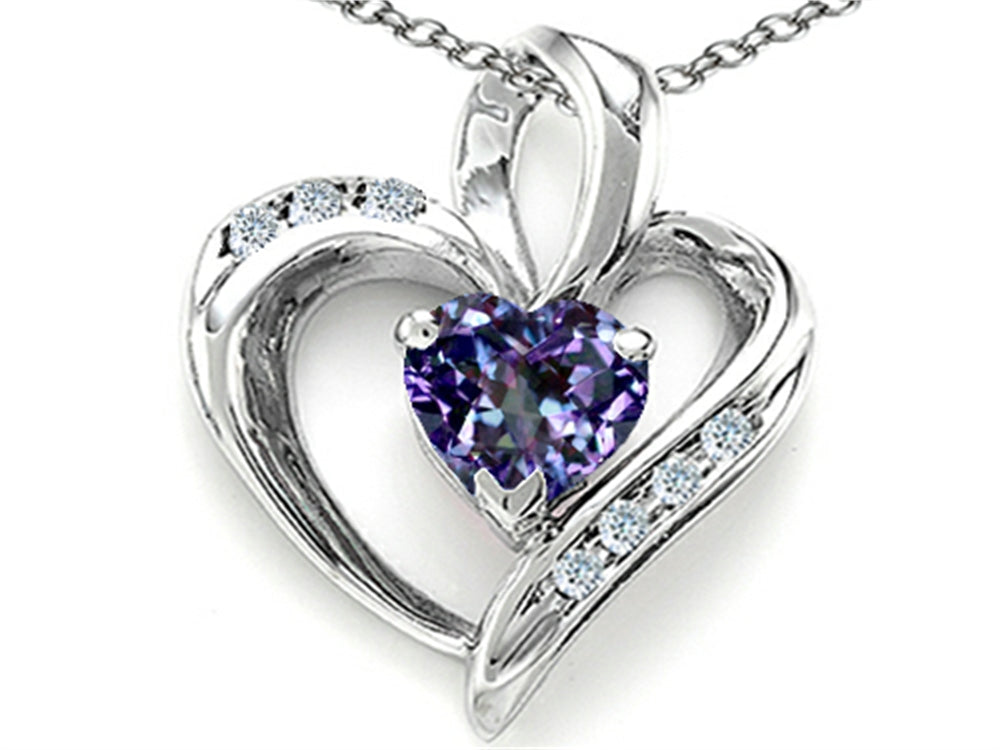 Star K Heart Shape 6mm Simulated Alexandrite Pendant Necklace