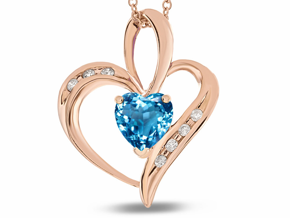 Star K™ Heart Shape 6mm Genuine Blue Topaz Pendant Necklace