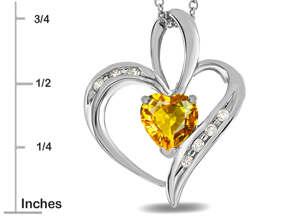 Star K Heart Shape 6mm Genuine Citrine Pendant Necklace