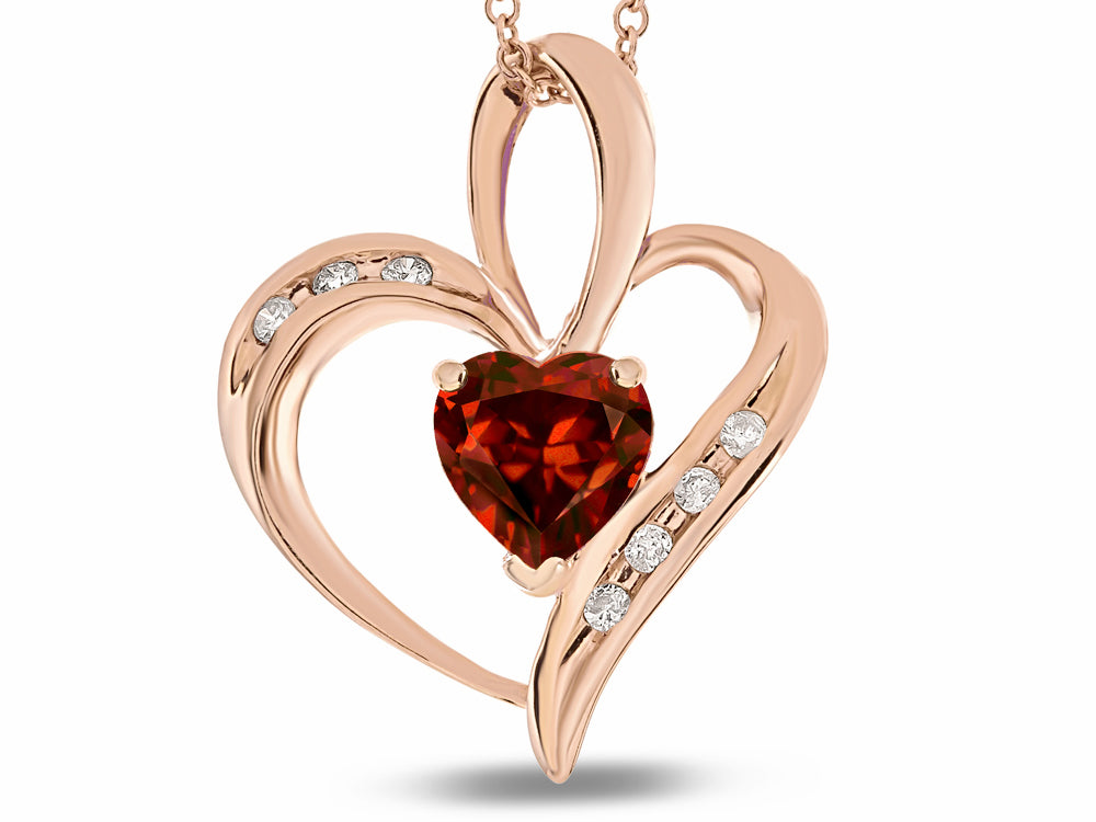 Star K™ Heart Shape 6mm Genuine Garnet Pendant Necklace