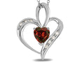 Star K Heart Shape 6mm Genuine Garnet Pendant Necklace