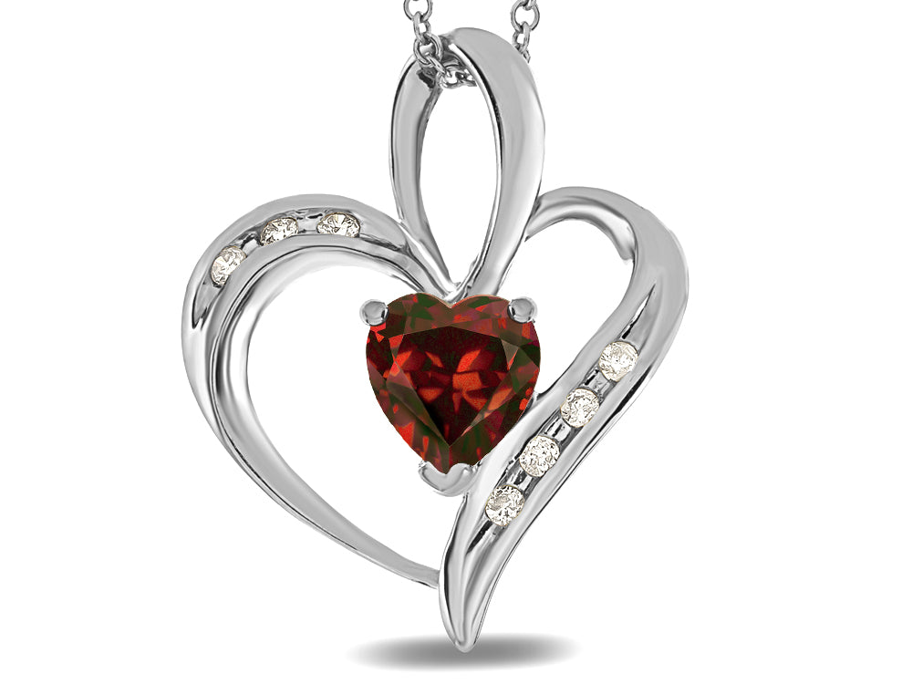 Star K™ Heart Shape 6mm Genuine Garnet Pendant Necklace