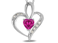 Star K Heart Shape 6mm Simulated Pink Tourmaline Pendant Necklace