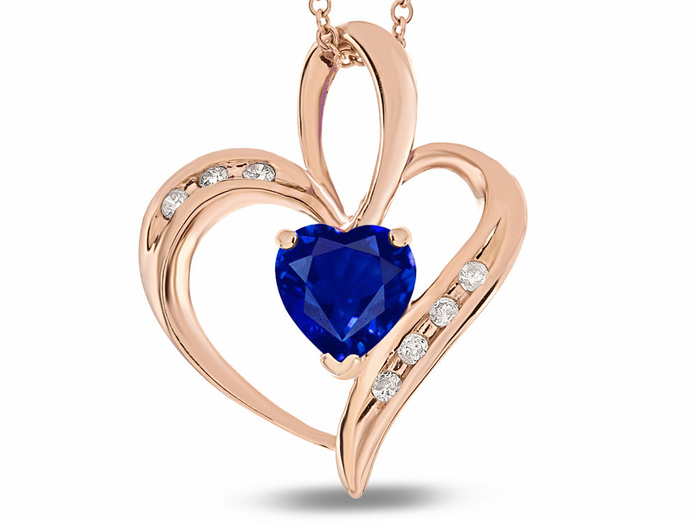 Star K™ Heart Shape 6mm Created Sapphire Pendant Necklace