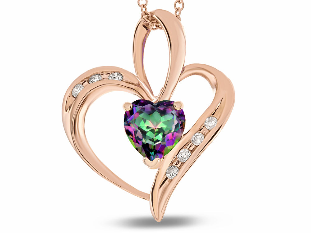 Star K™ Heart Shape 6mm Mystic Rainbow Topaz Pendant Necklace