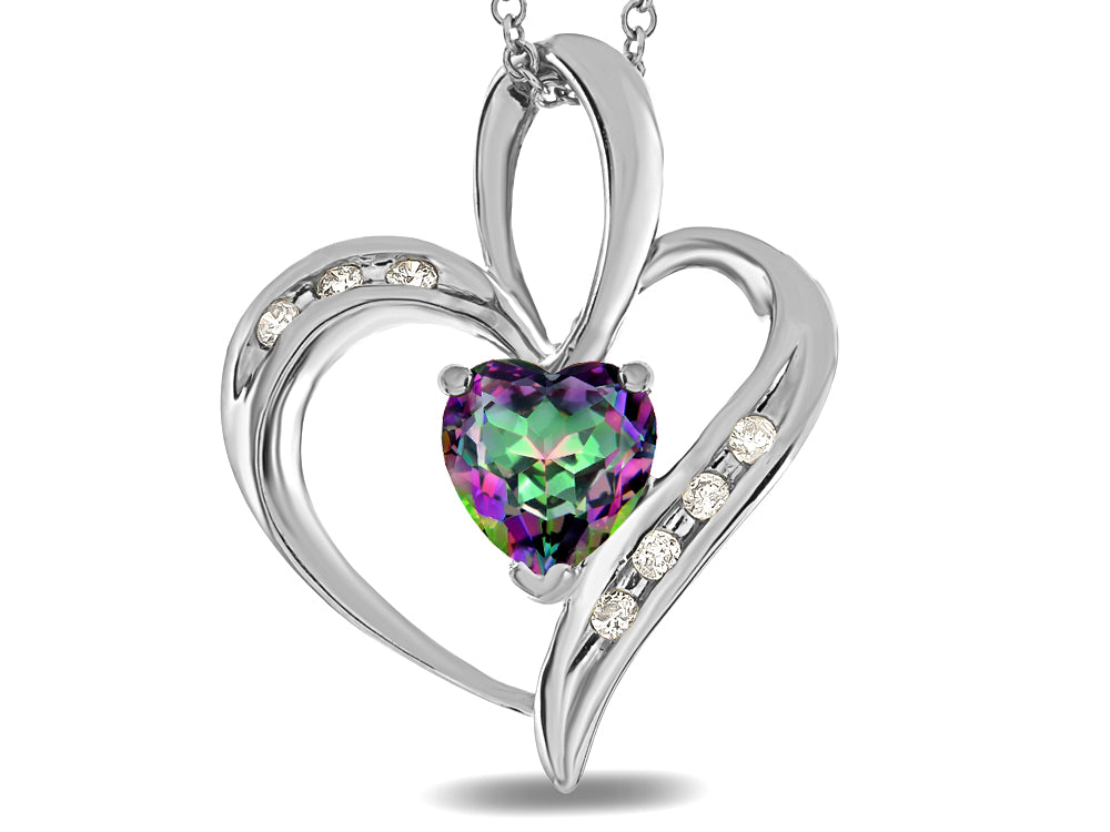 Star K™ Heart Shape 6mm Mystic Rainbow Topaz Pendant Necklace