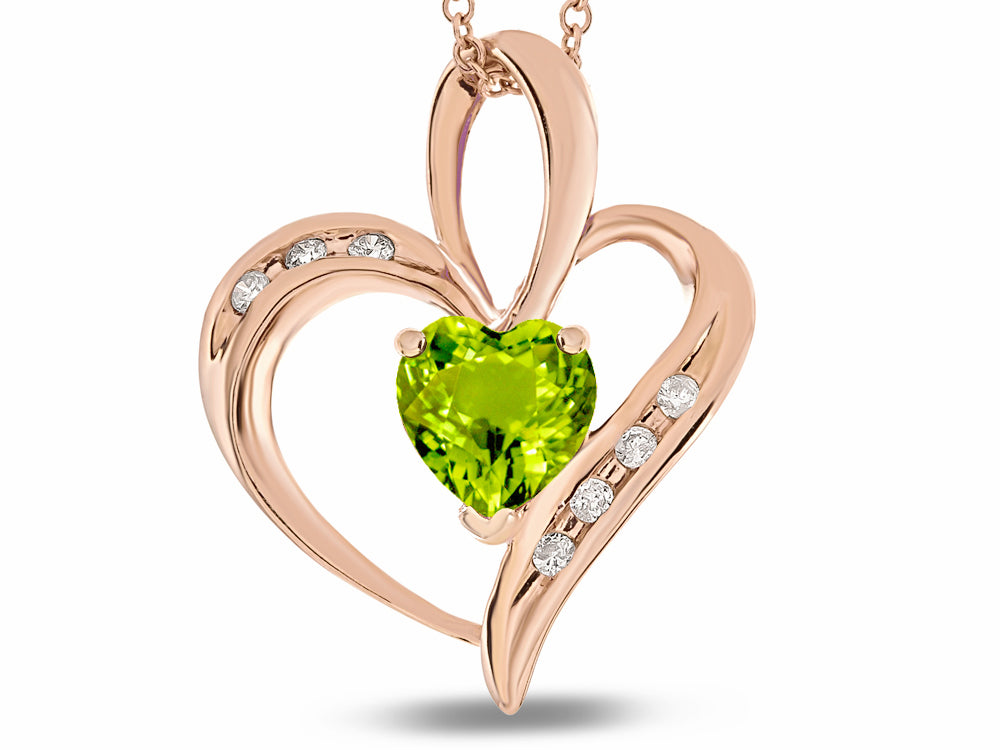 Star K™ Heart Shape 6mm Genuine Peridot Pendant Necklace