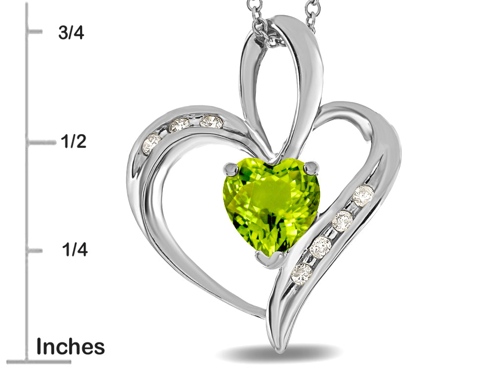 Star K Heart Shape 6mm Genuine Peridot Pendant Necklace