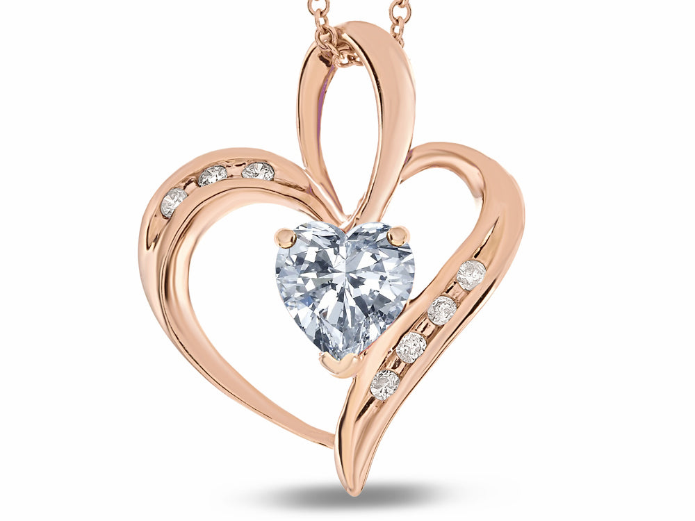 Star K™ Heart Shape 6 mm Genuine White Topaz Pendant Necklace
