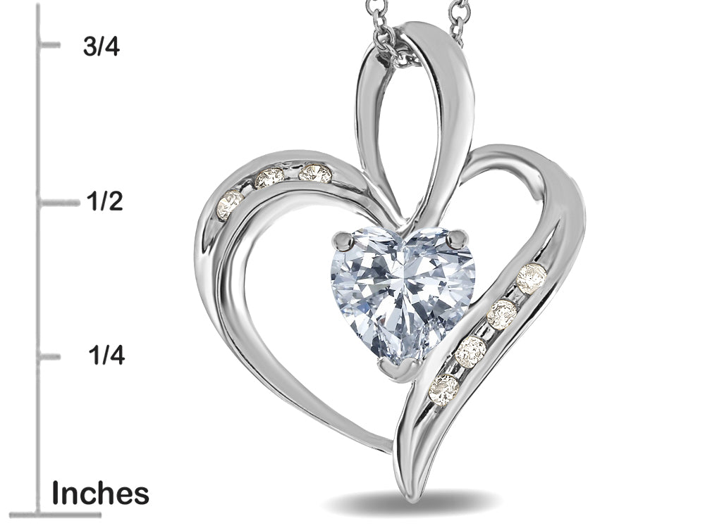 Star K Heart Shape 6 mm Genuine White Topaz Pendant Necklace