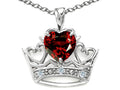 Tommaso Design Heart Shape 6 mm Genuine Garnet Crown Pendant Necklace