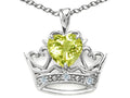 Tommaso Design Heart Shape 6 mm Genuine Lemon Quartz Crown Pendant Necklace