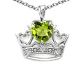 Tommaso Design Heart Shape 6 mm Genuine Peridot Crown Pendant Necklace