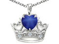 Tommaso Design Heart Shape 6 mm Created Star sapphire Crown Pendant Necklace