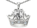 Tommaso Design Heart Shape 6 mm Genuine White Topaz Crown Pendant Necklace