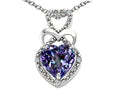 Tommaso Design Heart Shape 8 mm Simulated Alexandrite Pendant Necklace