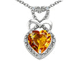 Tommaso Design Heart Shape 8 mm Genuine Citrine Pendant Necklace