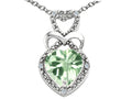 Tommaso Design Heart Shape 8 mm Green Amethyst Pendant Necklace