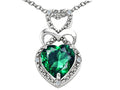 Tommaso Design Heart Shape 8mm Simulated Emerald Pendant Necklace