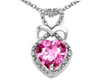 Tommaso Design Heart Shape 8 mm Created Pink Sapphire Pendant Necklace
