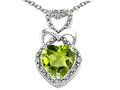 Tommaso Design Heart Shape 8 mm Genuine Peridot Pendant Necklace