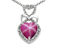Tommaso Design Heart Shape 8 mm Created Star Ruby Pendant Necklace