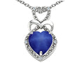 Tommaso Design Heart Shape 8 mm Created Star Sapphire Pendant Necklace