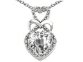 Tommaso Design Heart Shape 8 mm Genuine White Topaz Pendant Necklace