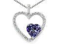 Tommaso Design Heart Shape 6 mm Simulated Alexandrite Pendant Necklace