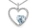 Tommaso Design Heart Shape 6 mm Genuine Aquamarine Pendant Necklace