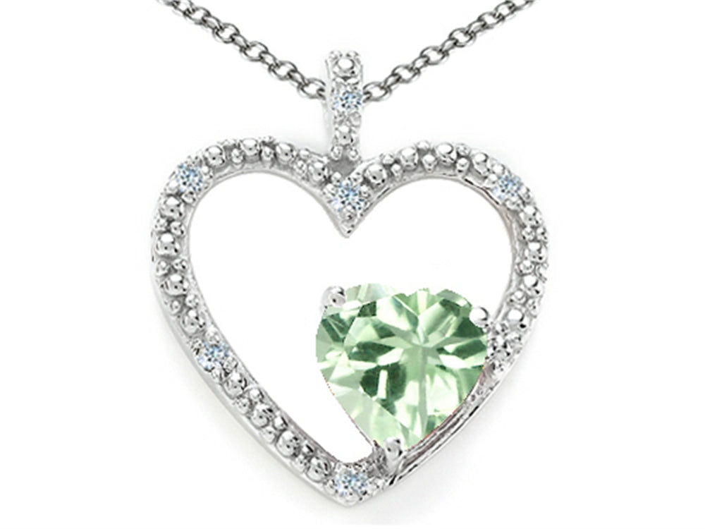 Tommaso Design™ Heart Shape 6 mm Green Amethyst Pendant Necklace