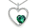 Tommaso Design Heart Shape 6mm Simulated Emerald Pendant Necklace