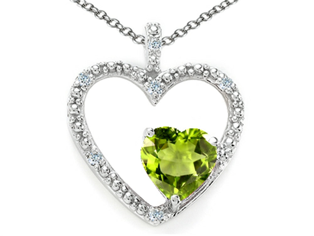 Tommaso Design Heart Shape 6 mm Genuine Peridot Pendant Necklace