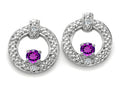Tommaso Design Round 3 mm Genuine Amethyst Round Circle Earrings