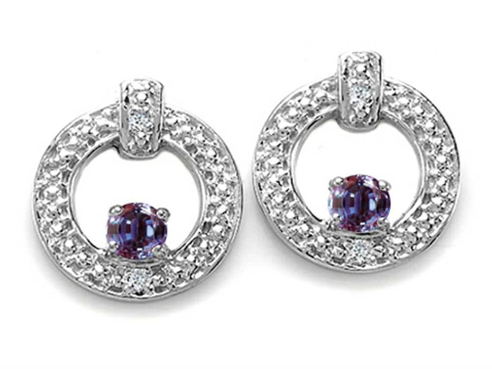 Tommaso Design Round 3 mm Simulated Alexandrite Round Circle Earrings
