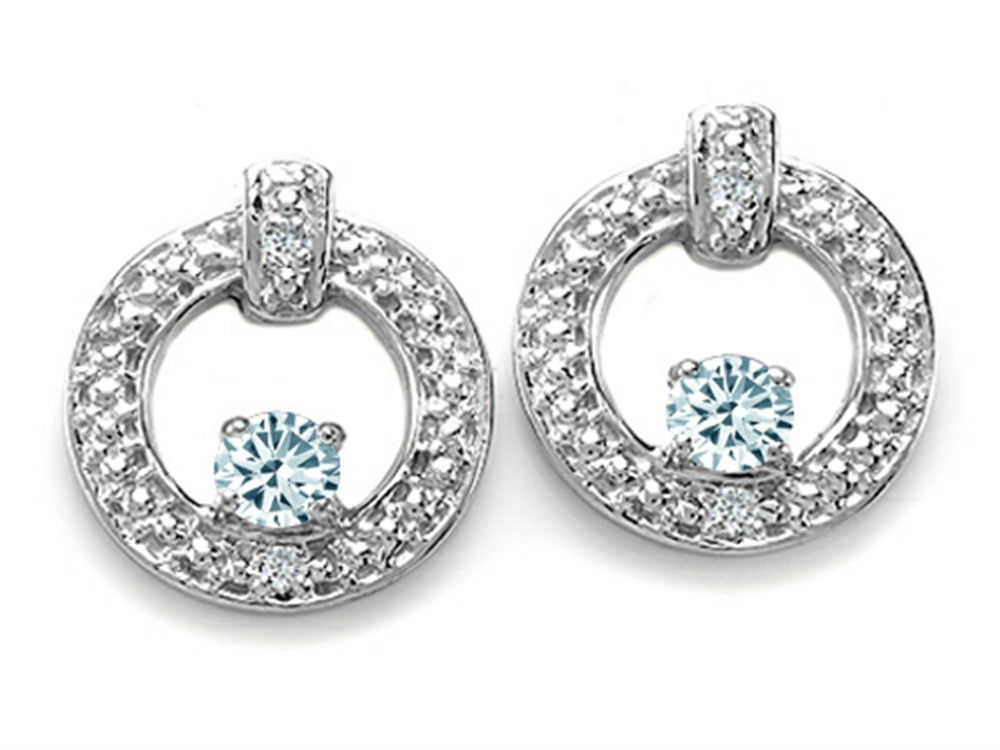 Tommaso Design Round 3 mm Genuine Aquamarine Round Circle Earrings
