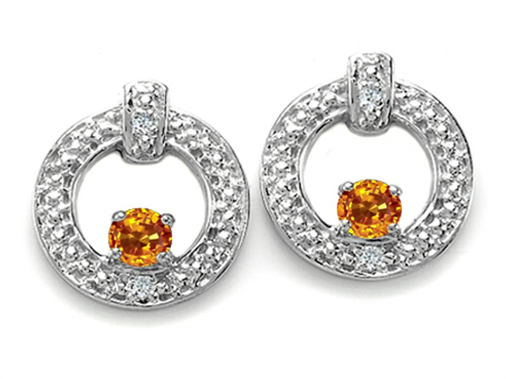 Tommaso Design Round 3mm Genuine Citrine Round Circle Earrings
