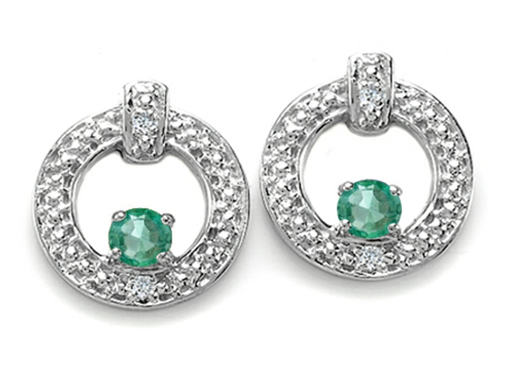 Tommaso Design Round 3 mm Genuine Emerald Round Circle Earrings