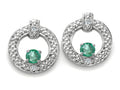 Tommaso Design Round 3 mm Genuine Emerald Round Circle Earrings