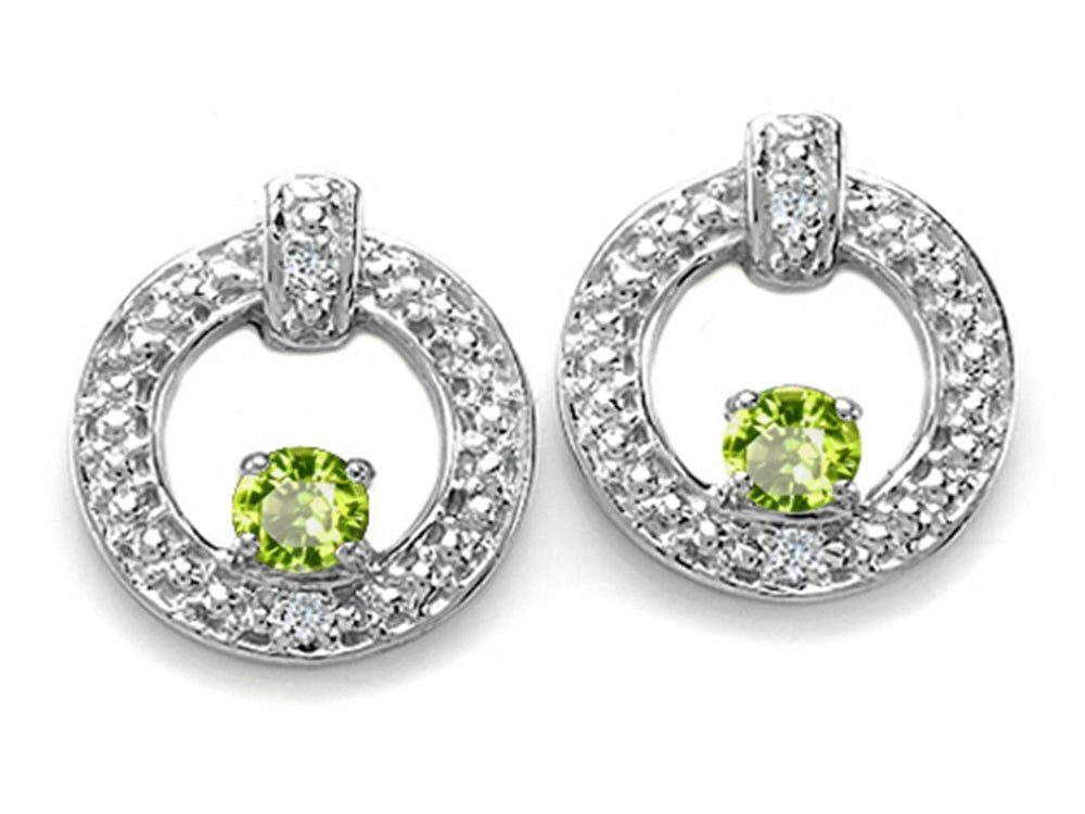 Tommaso Design Round 3 mm Genuine Peridot Round Circle Earrings