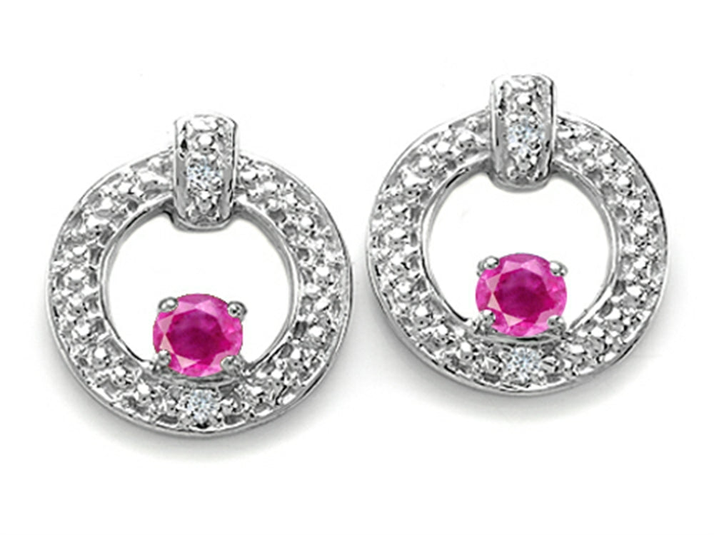 Tommaso Design Round 3 mm Genuine Pink Tourmaline Round Circle Earrings
